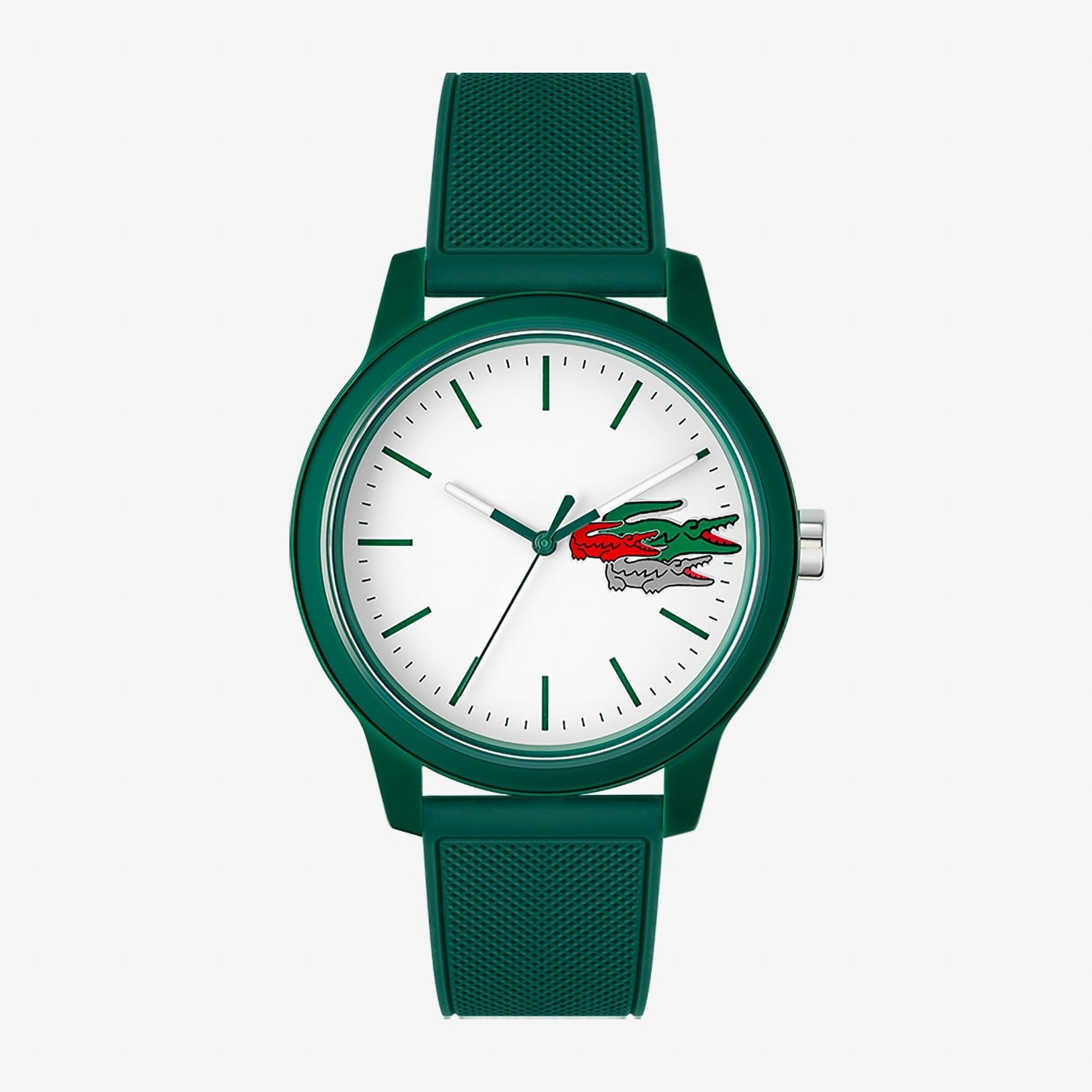 Montre Lacoste.12.12 Holiday à 3 aiguilles - Modèle blanc avec bracelet vert en silicone