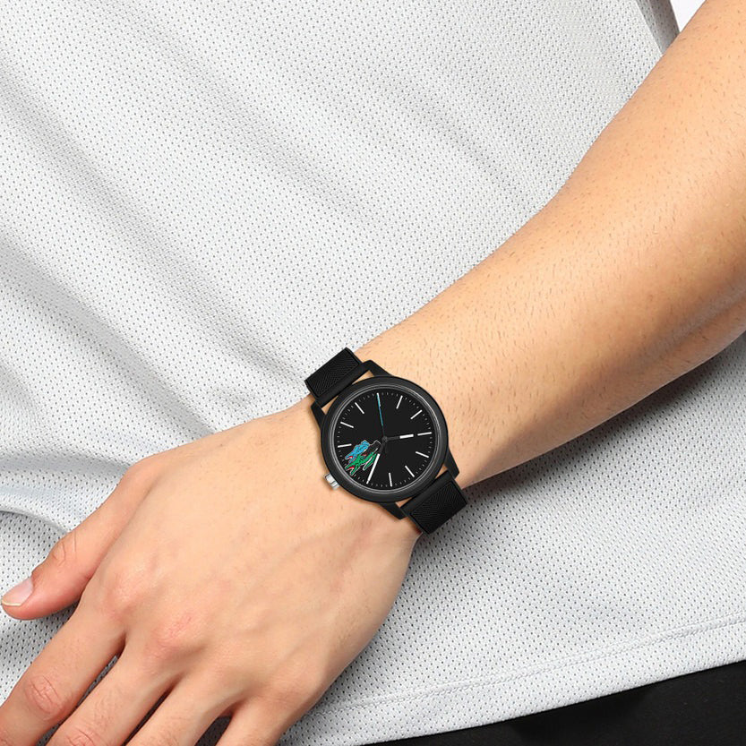 2011134 \ Montre Lacoste.12.12 Holiday à 3 aiguilles - Modèle noir avec bracelet en silicone