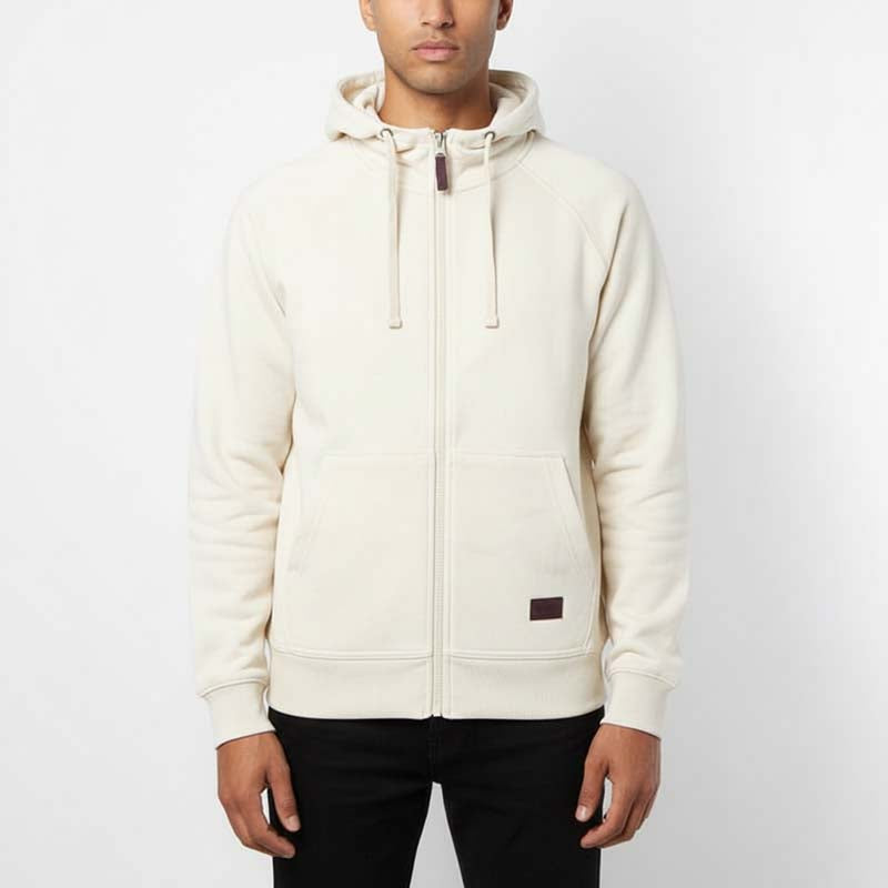 Sweat milano à capuche zippé homme BLANC CASSÉ DL-14BC