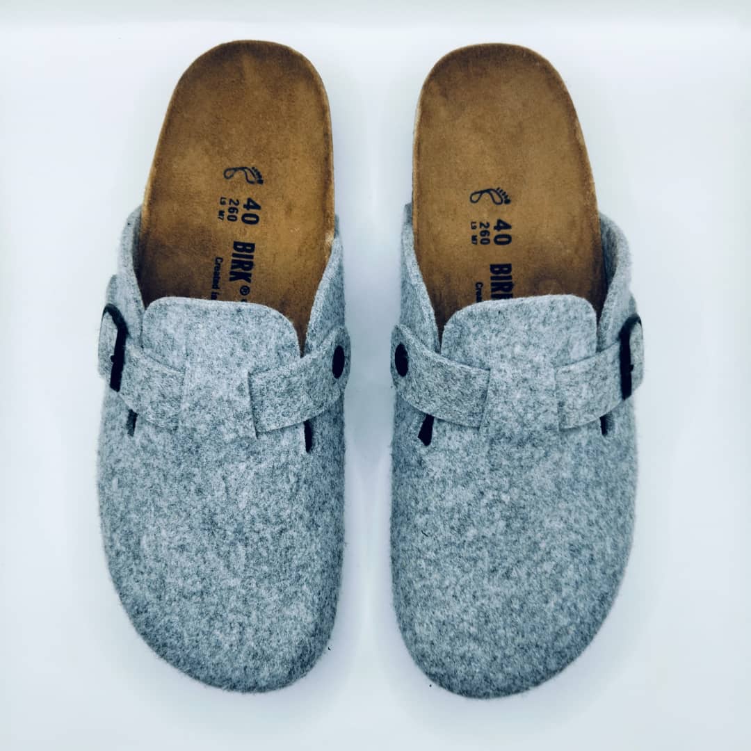 SABOT BIRK BOSTON FEUTRE GRIS CLAIR